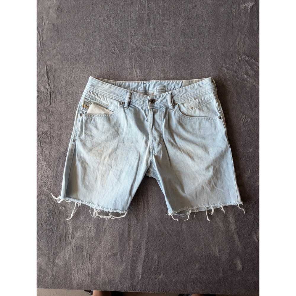 Diesel Belther-R Mens Light Wash Denim Cutoff Shorts Blue Slim Tapered Size 32